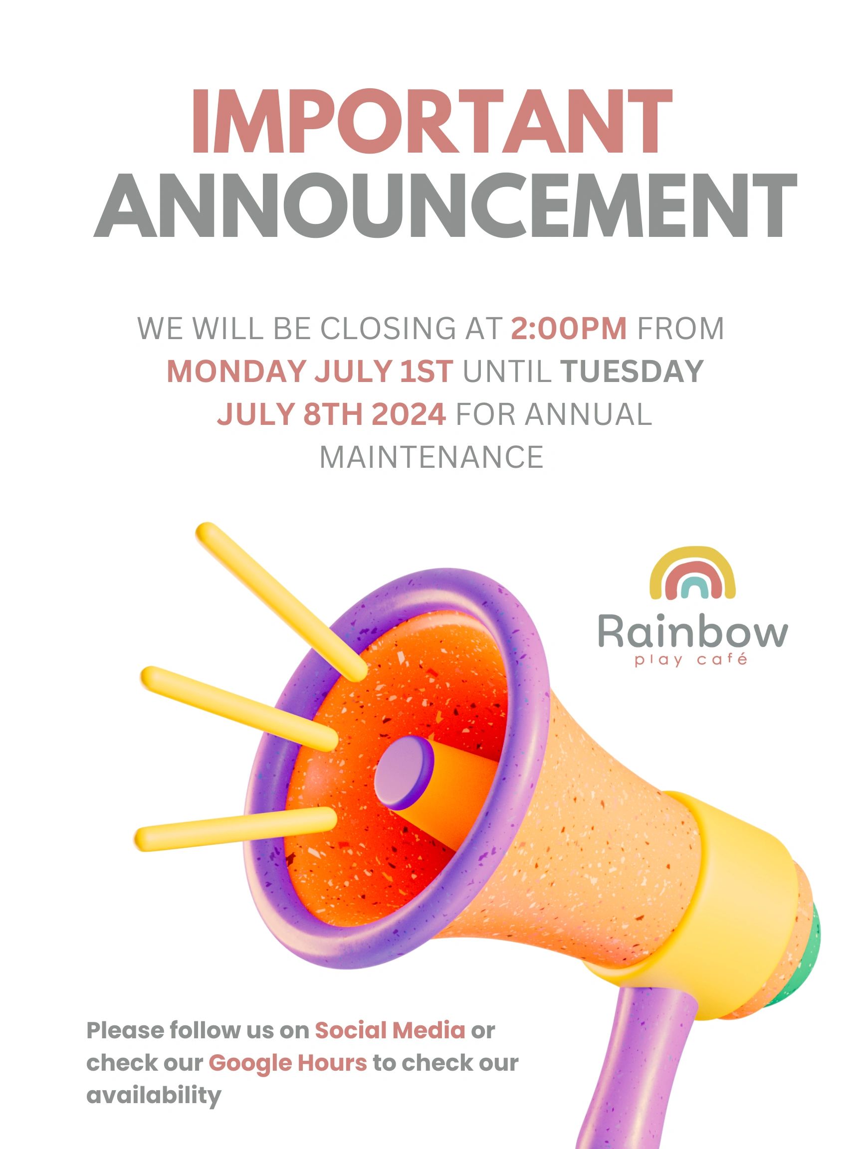 Menu Rainbow Play Cafe